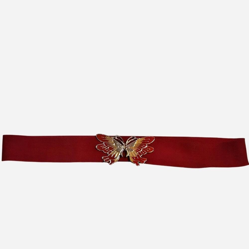 70s boho festival red butterfly stretchy belt